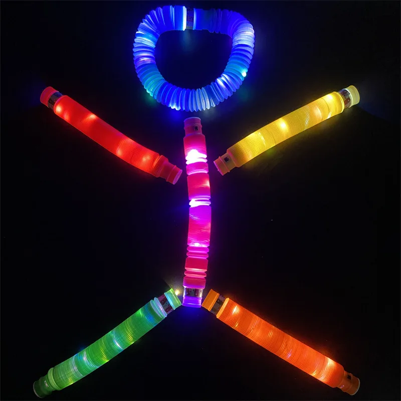 DIY LED Luminous Fluorescent Color Stretched Plastic Tube Anti-Stress Stretch Tubes Lights Festival Tube For Party Decoration