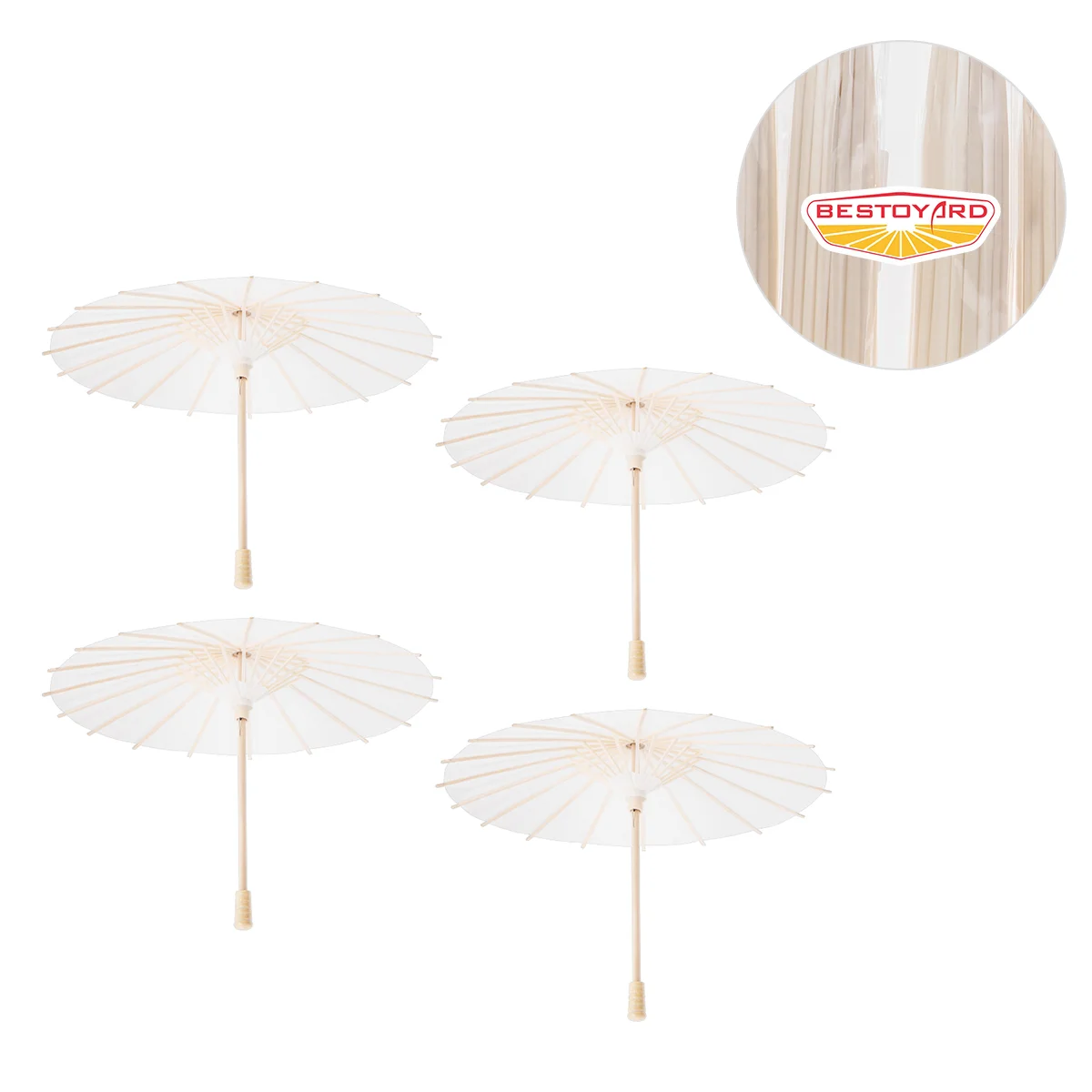 Chinese Japanese Paper Umbrella White Paper Parasol Umbrella Wedding Decoration Diameter 30cm Random Umbrella Handle Style