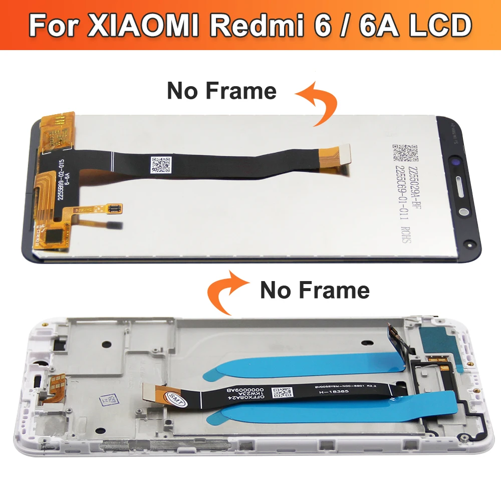 5.45\'\' For Xiaomi Redmi 6 LCD Display Touch Screen Digitizer Assembly Replacement Parts For Redmi 6A Screen With Frame