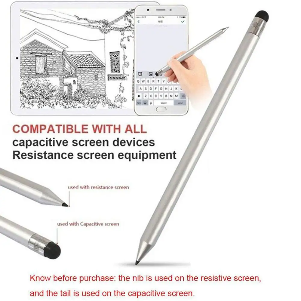 Universal Dual-use Touch Screen Pen Mobile Phone Tablet High Sensitivity Stylus Capacitive Pen For Drawing Writing