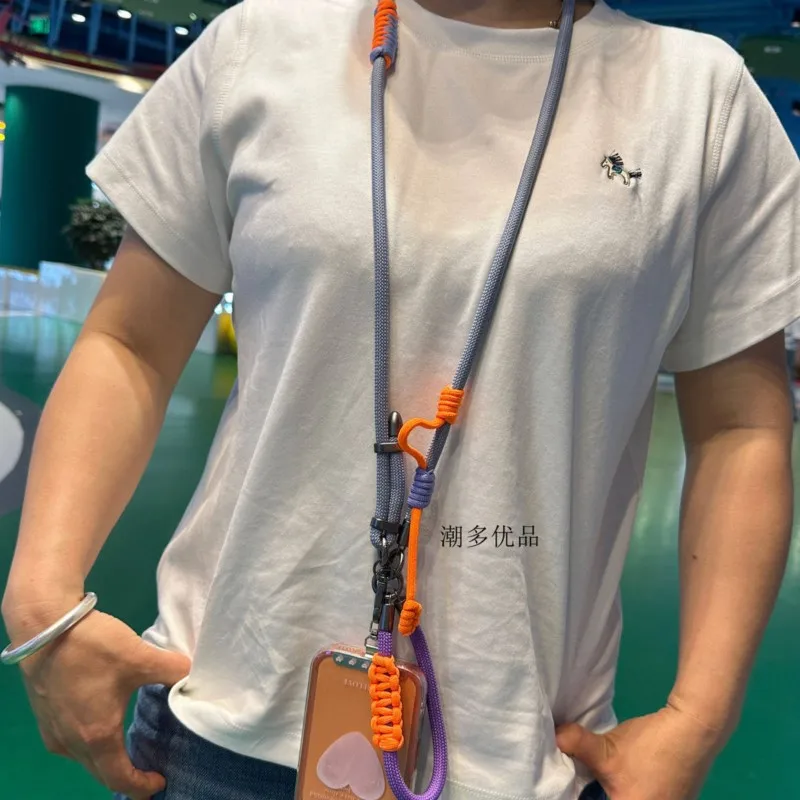 Handmade High-End Three-in-One Mobile Phone Lanyard Halter Crossbody Wrist Anti-Lost Anti-Theft Adjustable Length