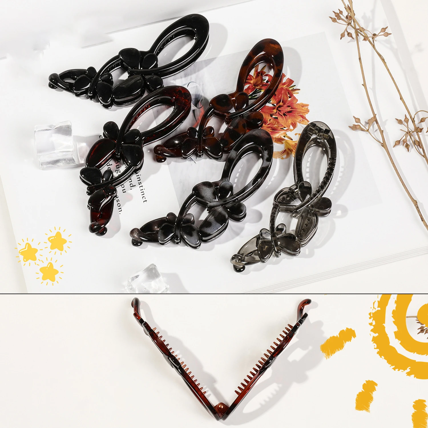 Leopard Banana Hair Clip Butterfly Shaped Sweet Hair Claws Hairpin Ponytail For Women Hair Accessories HairgripsTwist Barrettes image 4