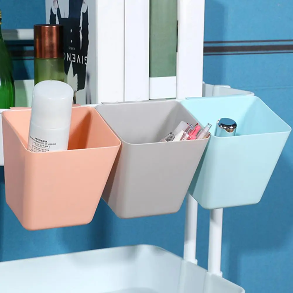 

Hanging Basket Hook Design Moisture-proof Wide Mouth Storage Plastic Storage Bucket for Bedroom Cosmetics Storage Box Pencil Box