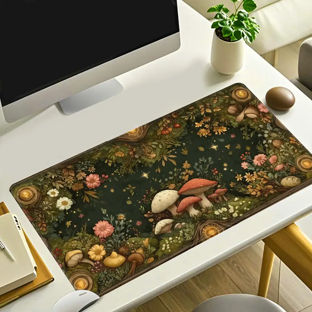 

HYBXAXC Mushroom Desk Mat Enchanted Forest Mouse Pad, Fairycore Gaming Desk Pad Extended Gaming Keyboard Mats Large XXL Gamer