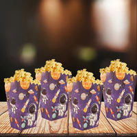 Astronaut Birthday Decoration 6/12pcs Outer Space Popcorn Box Snack Box Candy Cookie Containers  Solar Space Planet Party Dispos