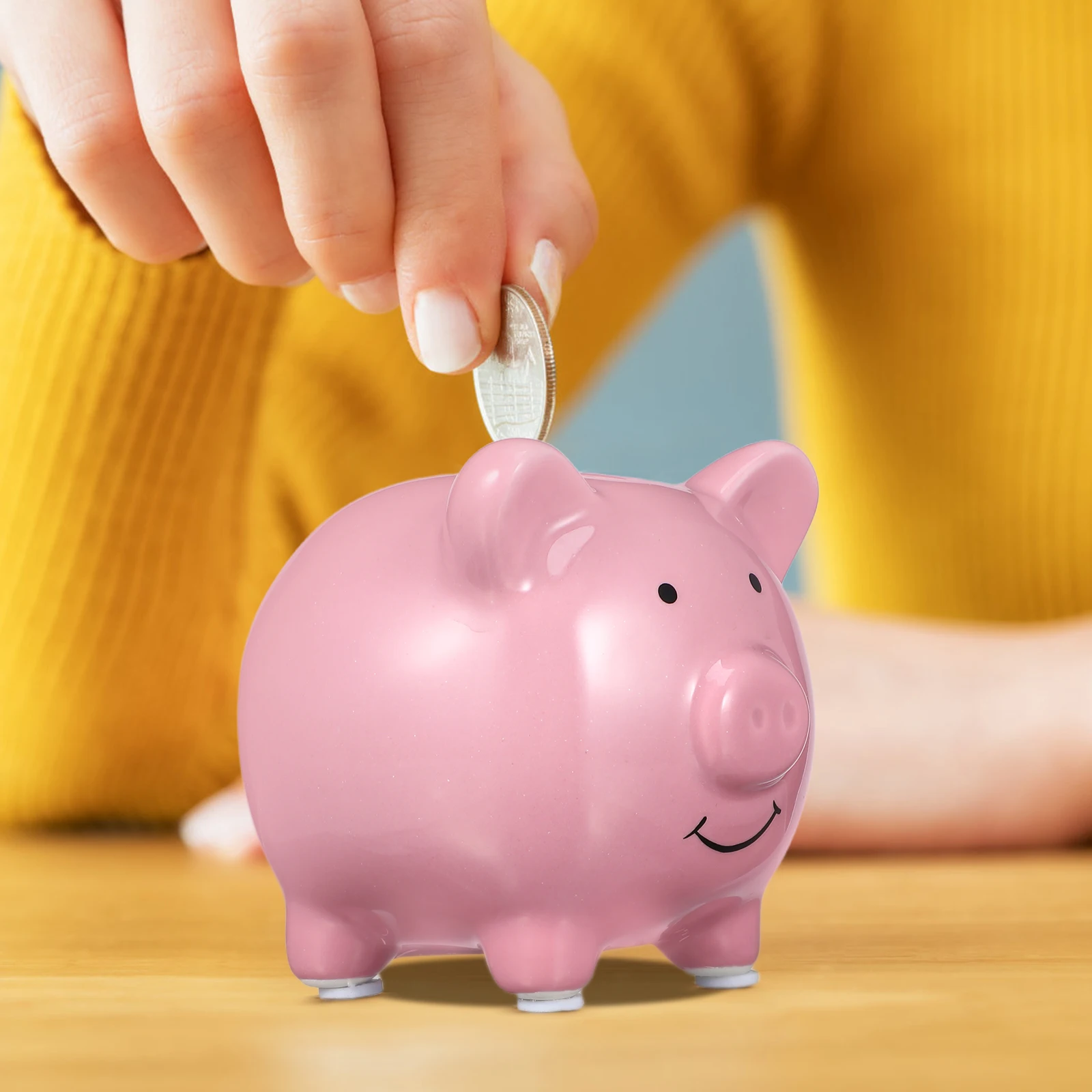 حصالة من السيراميك مع سدادة مطاطية وعاء توفير المال الوردي لديكور غرفة الحضانة وعاء توفير الهدايا