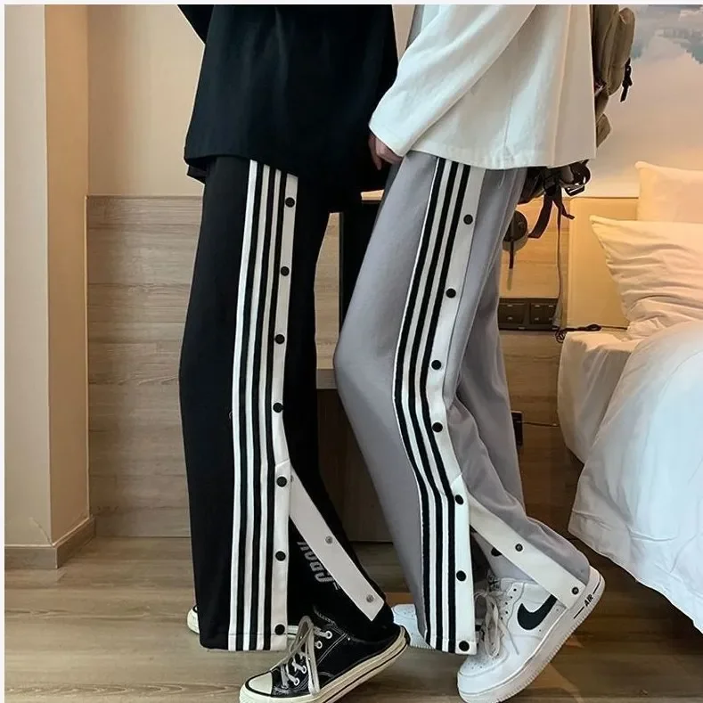 Pantalones casuales de moda para hombres estilo americano hebilla lateral ligero verano High Street Ins moda pierna recta suelta Fit Sp