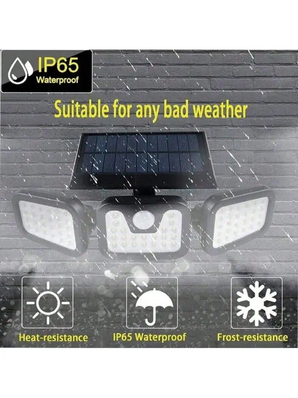 2025 ترقية أضواء الأمن الشمسية في الهواء الطلق 270 ° كشف الإنسان و3 رؤوس قابل للتعديل IP65 مقاوم للماء استشعار الحركة ضوء الفيضانات fo #3