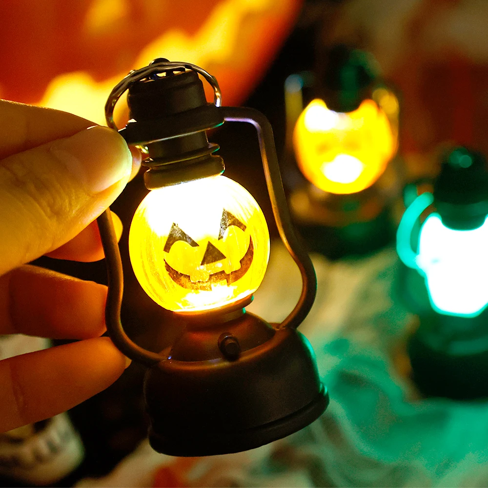 Mini Halloween Kürbis Schädel Laterne Schlüssel bund Lichter Anhänger LED Hängelampe Kerzenlicht Ornamente Party Home Dekoration Requisiten