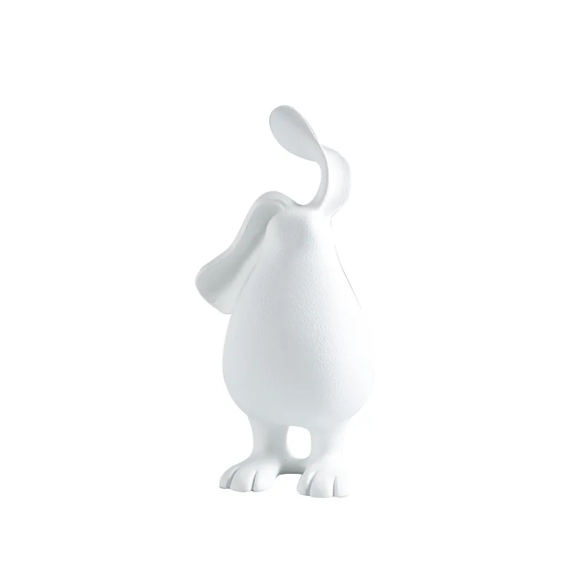 

European creative white long-eared rabbit resin ornament model room living room children's room