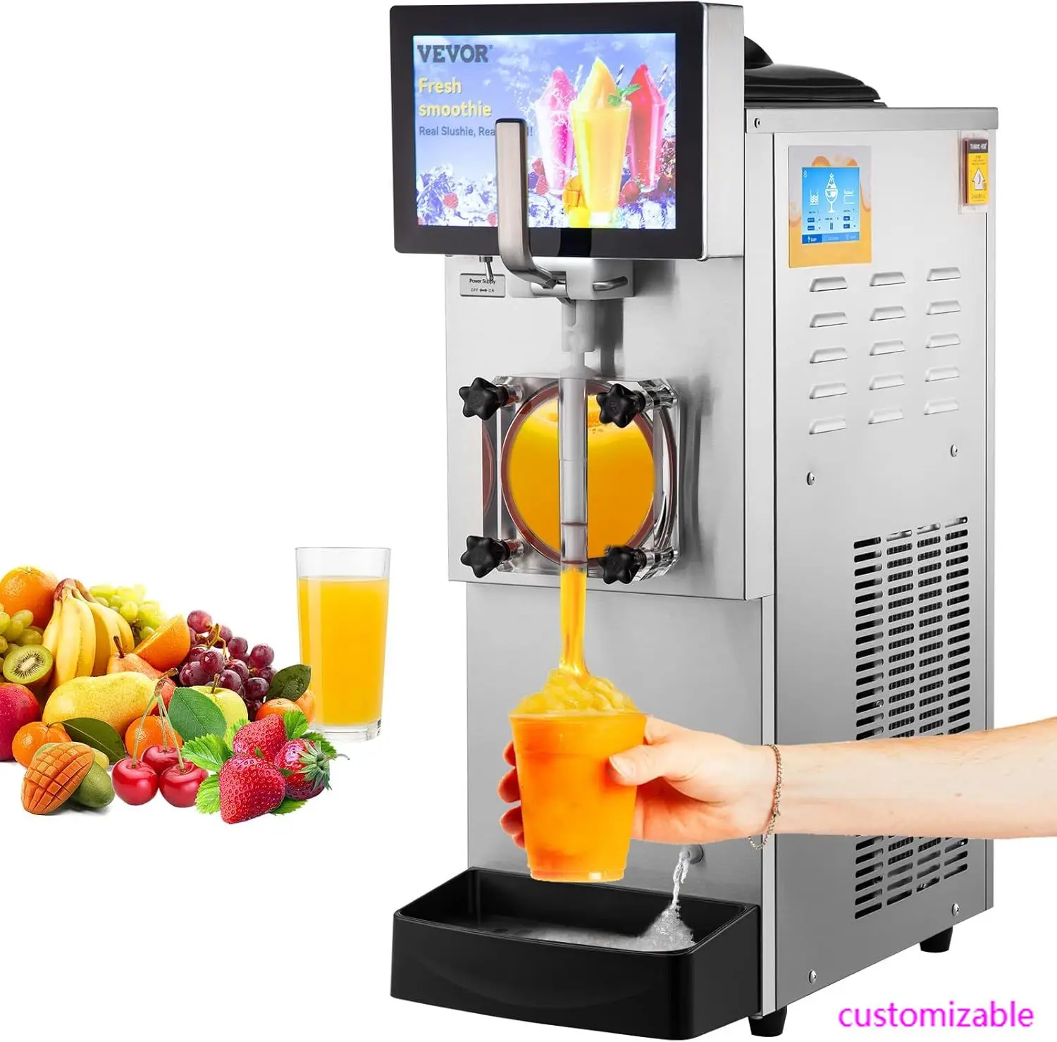 

Commercial Slushy Machine, 8L / 2.1 Gal Single Bowl, Cool and Freeze Modes,1050W Stainless Steel Margarita Smoothie Frozen Drink