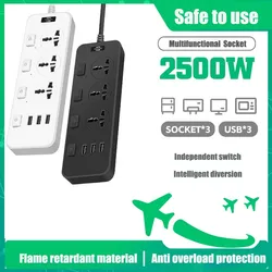 Universal Outlet Power Strip Multiprise Smart Home Extension Electrical Socket With Cord USB AC Separate Control Charger Adapter