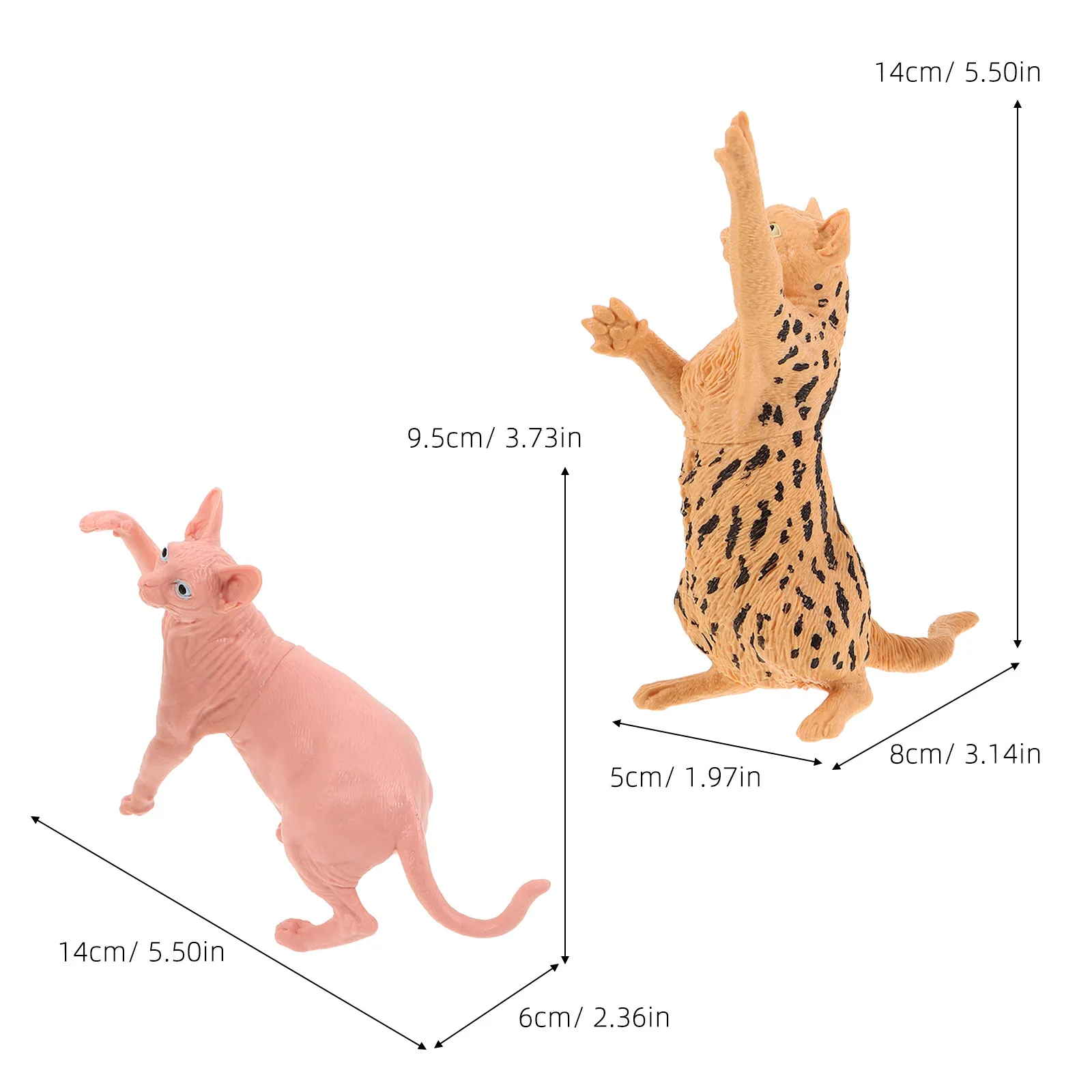 2Pcs Realistic Hairless Leopard Cat Simulation Animal Models Miniature Desktop Ornaments Home Decor Stress-Free Companionship