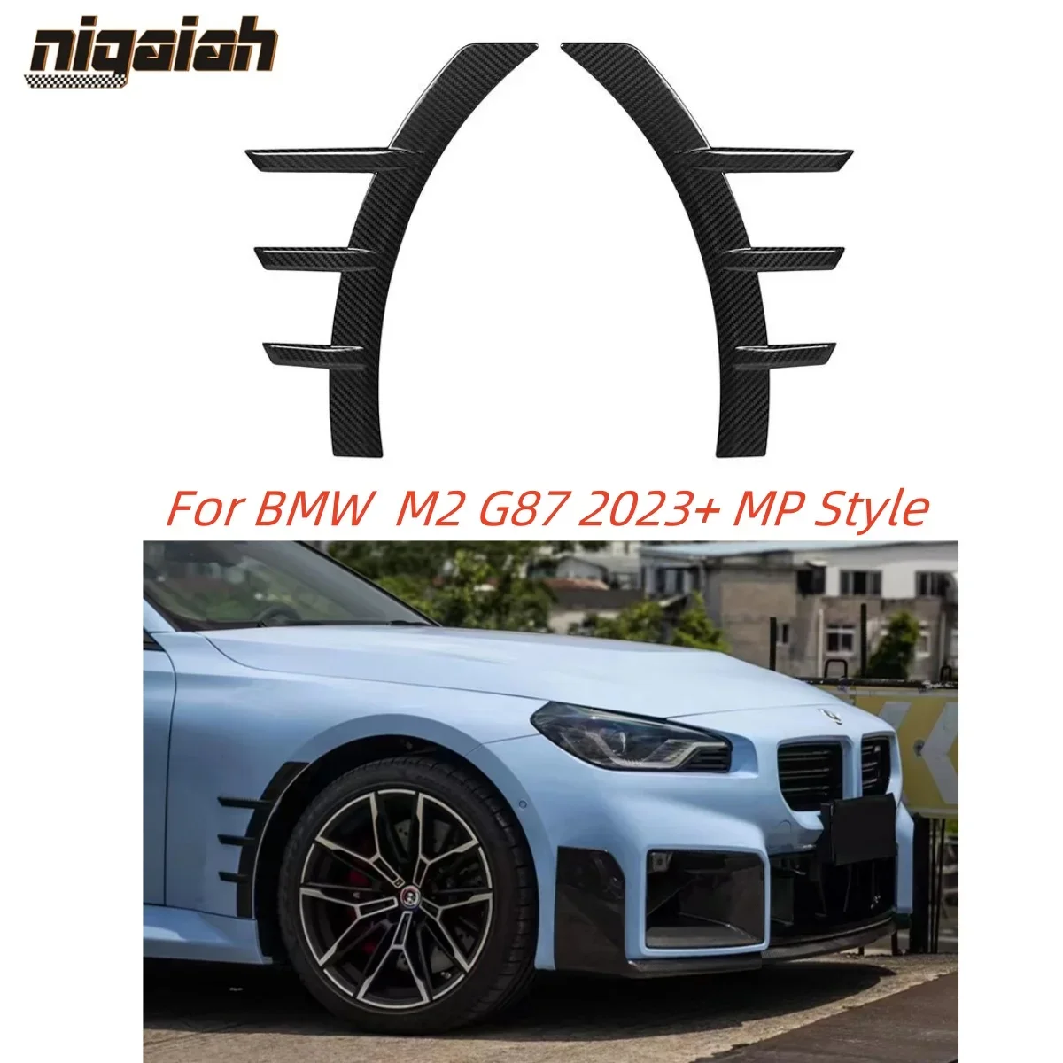

MP Style Dry Carbon Fiber Front/Rear Bumper Side Fender Trim Wheel Eyebrow Cover For BMW M2 G87 2023+ Retrofit accessories