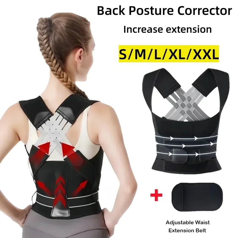

Posture Back Brace Adjustable Back Support Strap to Men and Women Prevent Spinal Distortion and Hunchback Suitable for Gym Body