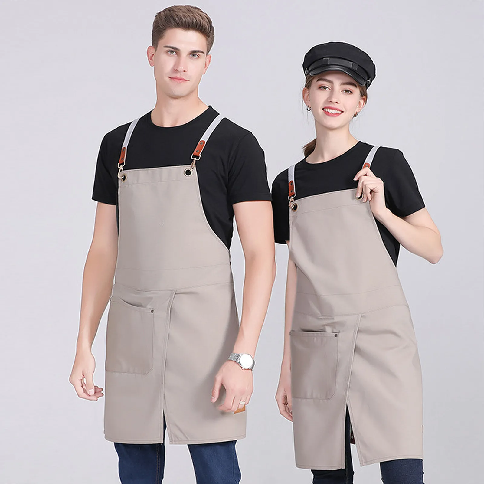 

Рабочий фартук для кухни, водонепроницаемый, маслостойкий, для барбекю, уборки, парикмахерских, маникюрных салонов, регулируемый, с карманом