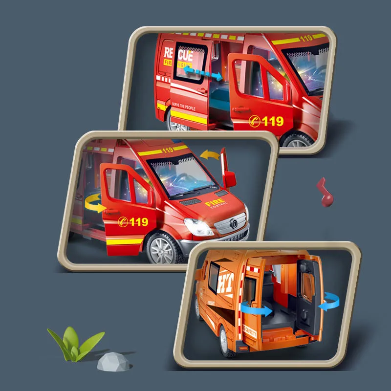 Coche de juguete de inercia para niños con luces, música, ciudad, coche, transportador de simulación, camión de bomberos, coche de policía, coche creativo extraíble, regalo para niño