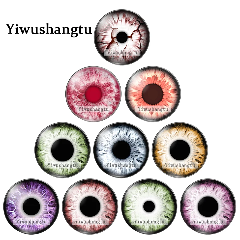 Animal Dragon Evil Eye Dolls Toy Eyeball Mixed 10pcs 8MM-30MM Round photo glass cabochon demo flat back Making findings