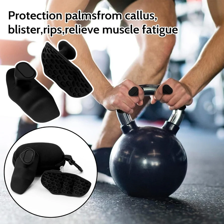 2 protetores de palma antiderrapantes de silicone, adequados para vários treinos como stacks, barra, halteres, levantamento de peso.