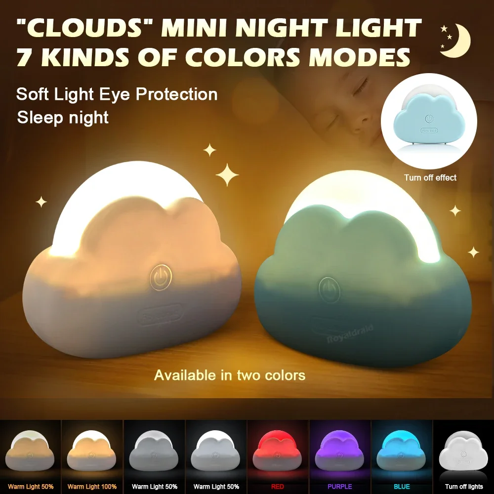 NEW Creative Cloud MIni Night Light USB Rechargeable Portable Bedroom Home Decoration Desktop Lamp for Children Birthday Gift