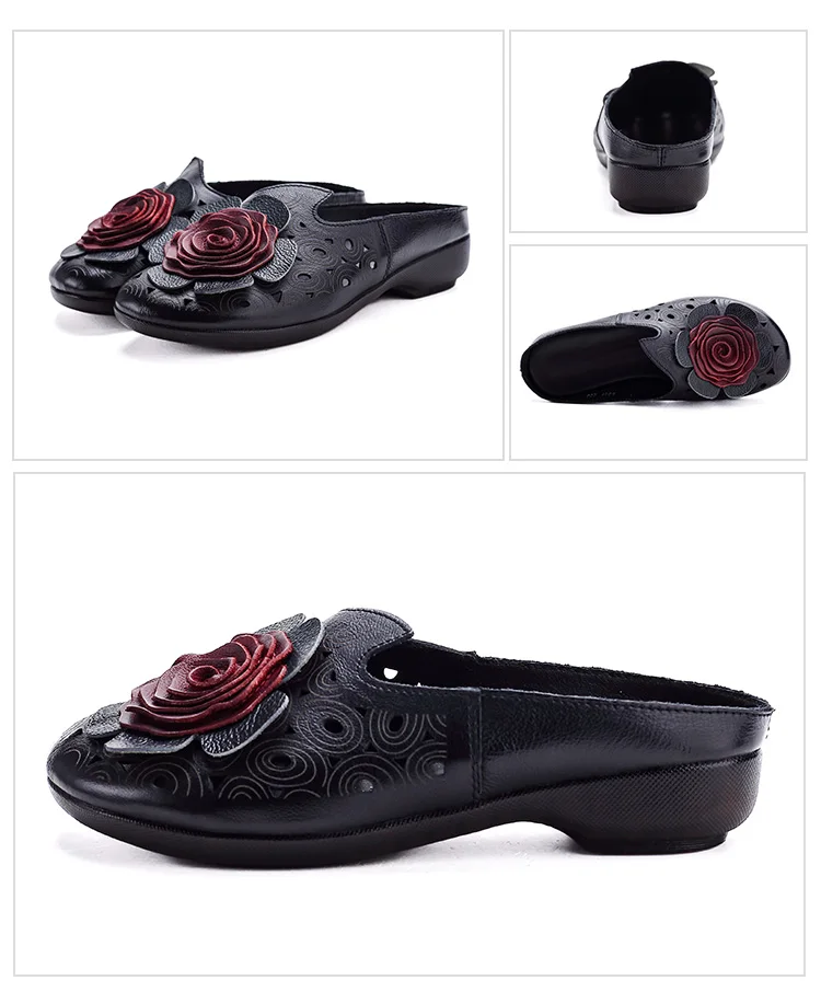 Neue große Blumen-Sandalen aus Rindsleder für Damen, Sommer-Mules mit Cut-Outs, niedrige Absätze, Retro-Luxus-Slipper-Sandalen, Slip-On-Schuhe für Damen – Detail 20