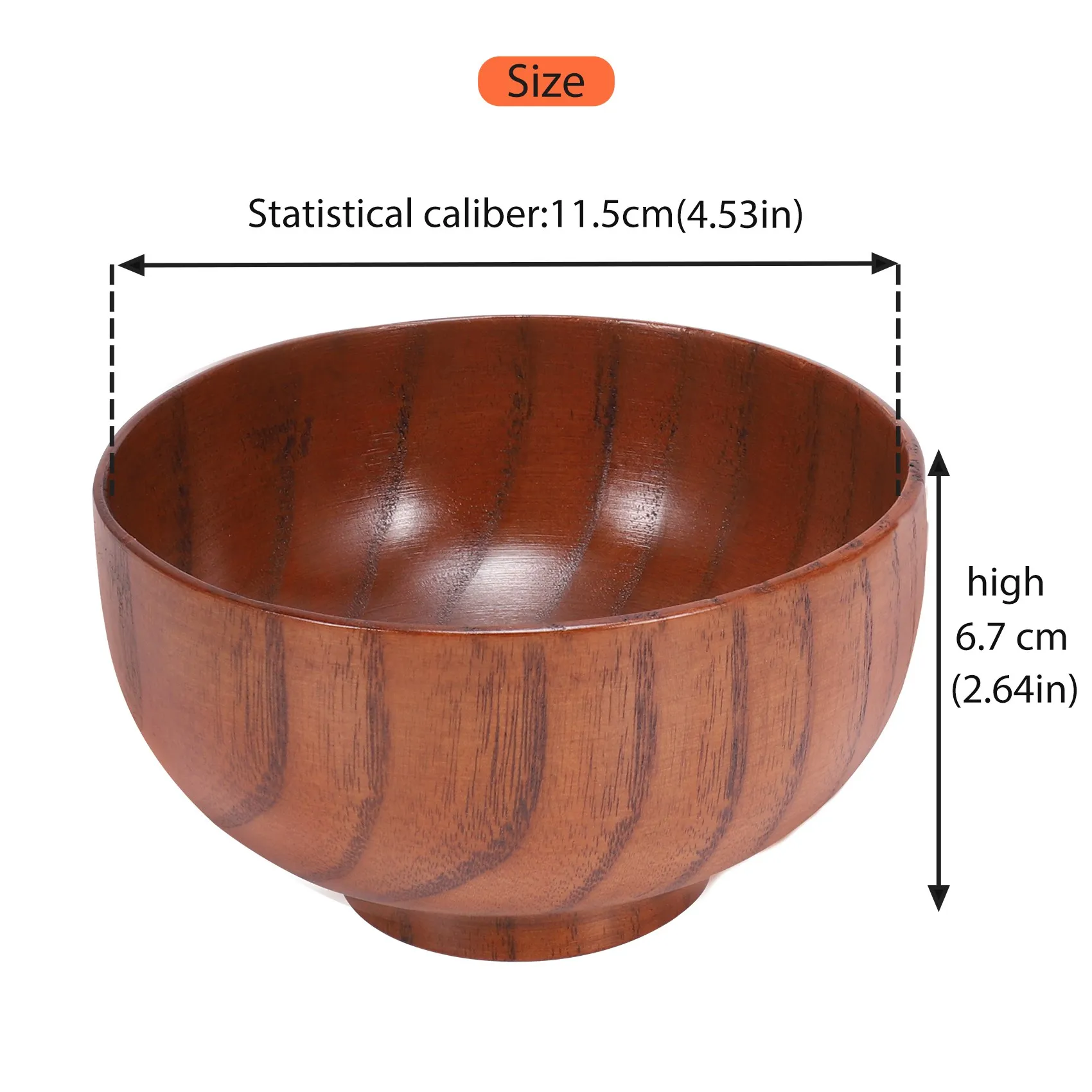 

A59Z-Jujube Japanese-Style Wooden Bowl Wooden Rice Bowl Noodle Bowl Solid Wood Bowl, Diameter 4.5 Inches By 2-5 / 8 Inches, For