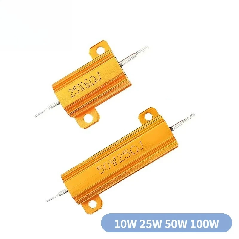 1PCS 10W 25W 50W 100W Load Resistor RX24 Aluminum Power Resistor 0.1~1Kohm 0.33 1 2 3 4 5 6 8 10 15 20 30 39 50 100 130 500 Ohm