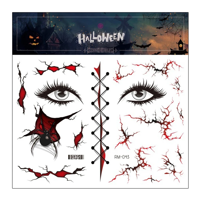 Halloween Tattoo Sticker Horror Series Tattoo Sticker Small Arm Waterproof Tattoo Sticker Scar Tattoo Sticker Face Sticker