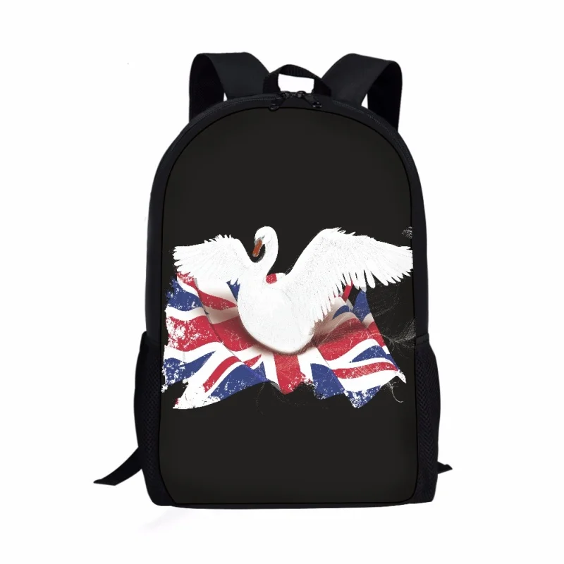 Tas sekolah motif pola singa dengan bendera UK, tas ransel kapasitas besar untuk anak sekolah laki-laki dan perempuan, tas buku anak-anak pelajar