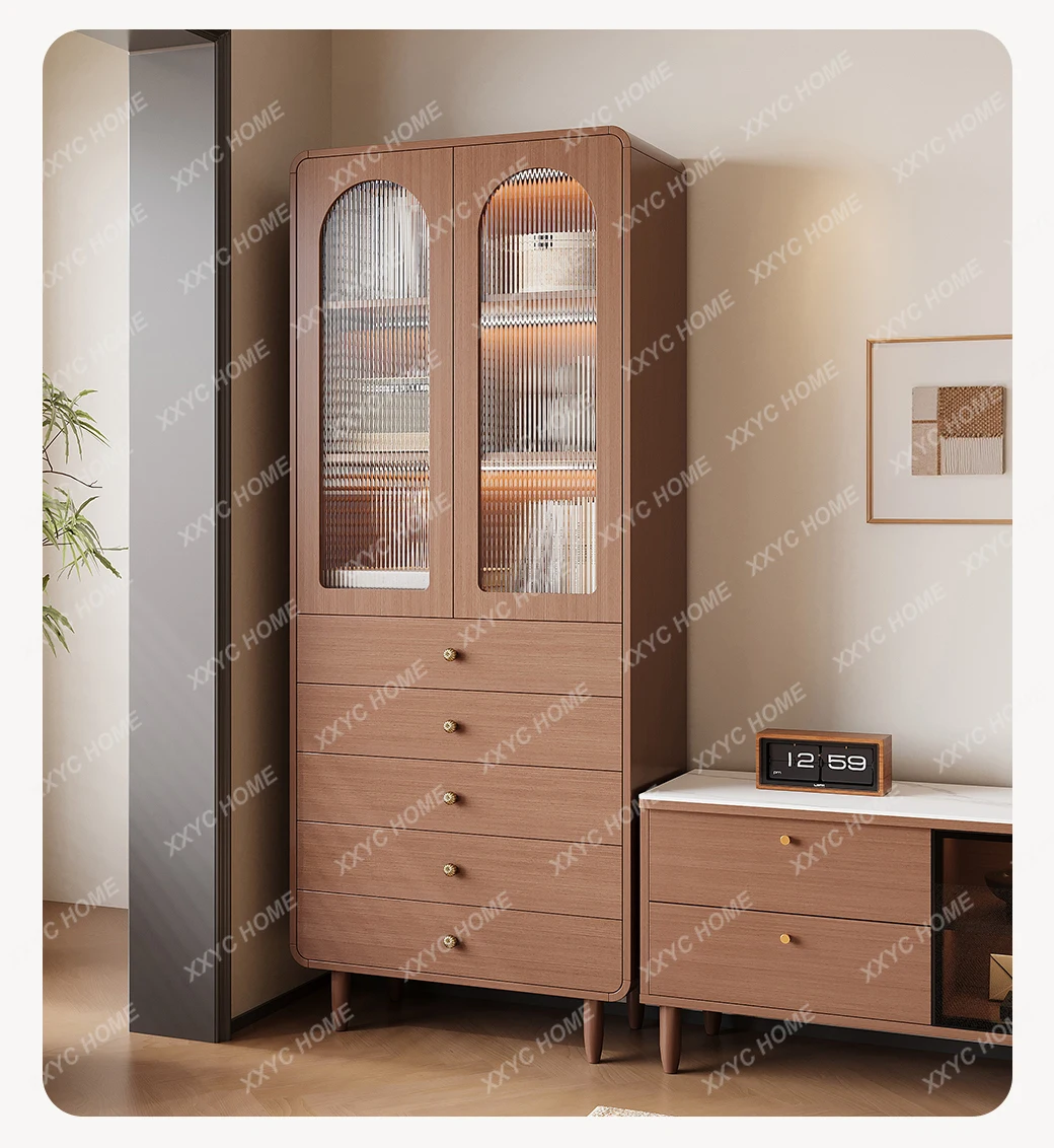 Vitrina medieval de madera maciza con puerta de vidrio, para sala de estar, vitrina para el hogar, vitrina de estudio