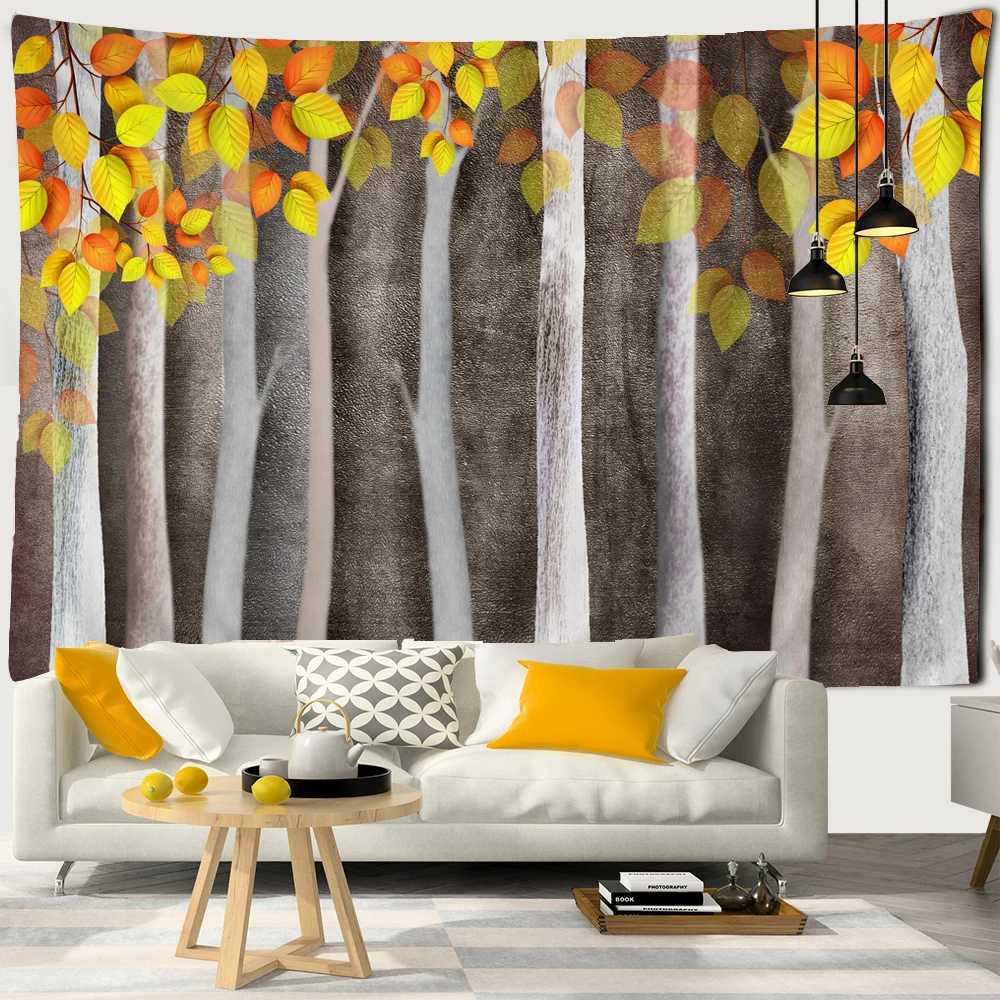 3D Forest Trees Tapestry Wall Hanging Home Decoration Window View Mural Tapestry Wall Background Cloth Landscape Tapestry