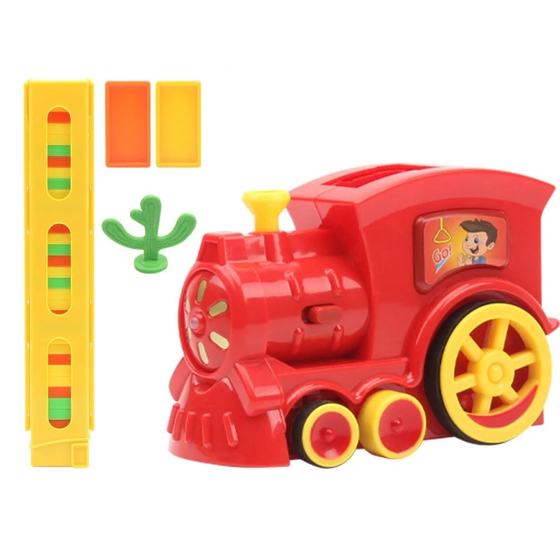 Kids Domino Train Car Set Sound Light Automatic Laying Domino Brick Colorful Dominoes Blocks Game Educational DIY Toy