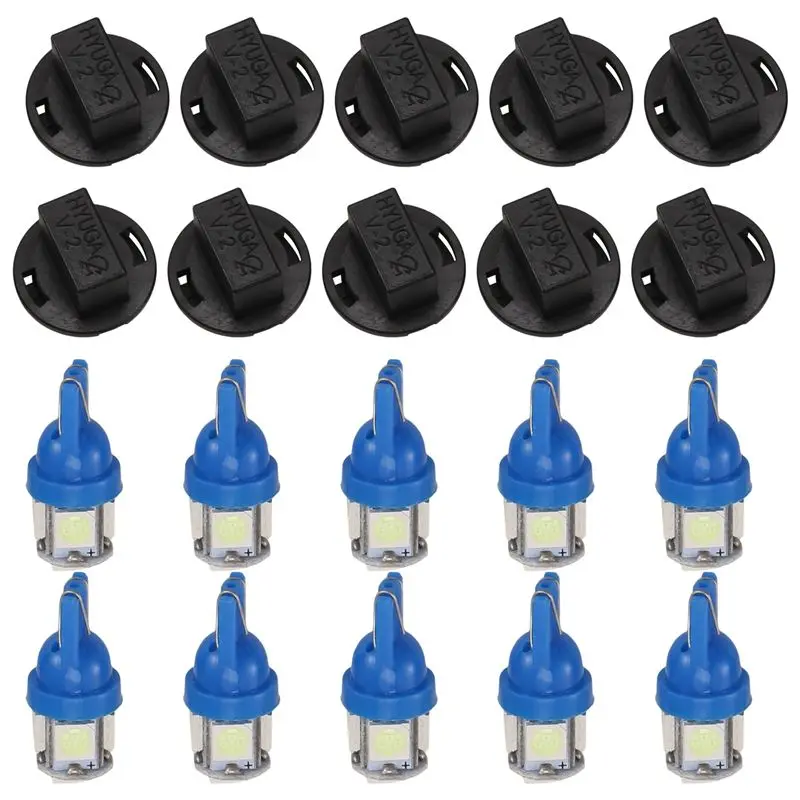 Powerful T10 194 168 LED Light Bulb PC194 PC195 PC160 PC168 Instrument Panel Gauge Cluster Dashboard Light Bulb Ice Blue 10PCS
