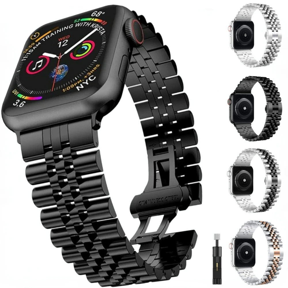 

Metal Strap for Apple Watch 49mm 44mm 40mm 41mm 45mm 42mm 38mm Correa Stainless Steel Wristband for Iwatch Series Ultra 876543SE