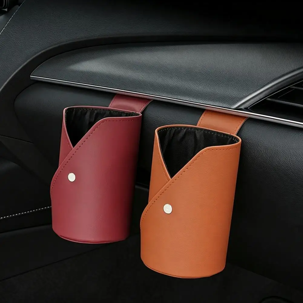 Car Water Cup holder PU Leather Hanging Paste Bag Car Storage Organizer Rack For Phone Keys Pen Glasses Storage Bag