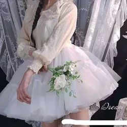 Cztery miękkie warstwy z przędzy na chmurki baldachim dziewczyna słodka Korea japońska halka Blacke biała puszysta spódnica Lolita Cosplay bez kości