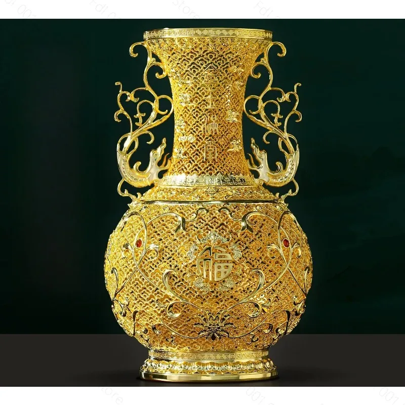 Intangible cultural heritage filigree vase copper ornament handicrafts housewarming new home living room company office