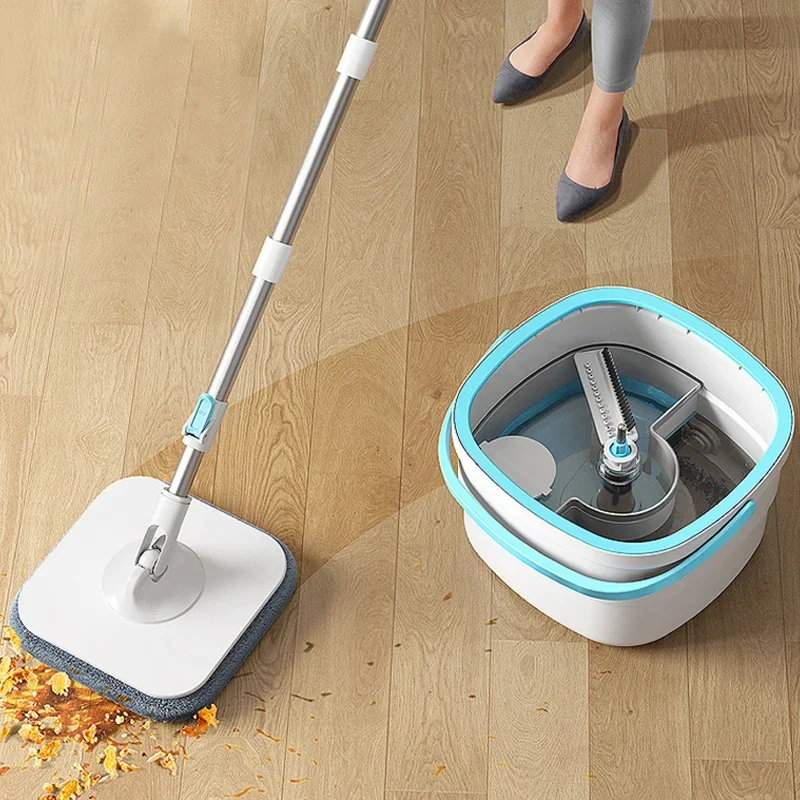 

Mops with Bucket 360 Spin Clear Water Separation Floor Cleaning Mop Set Lazy No Hand-Washing Squeeze Automatic Dewatering Broom