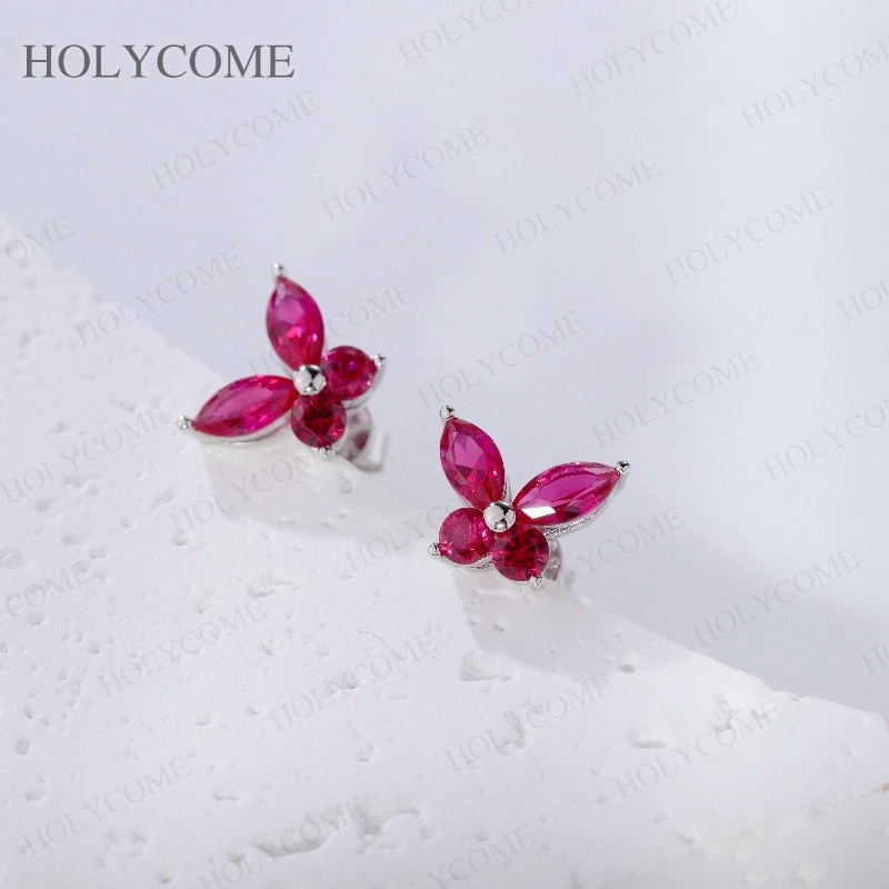 Moissanite Earrings Lab Grown Ruby Emerald Sapphire Butterfly Earrings Fashion For Women Wedding Anniversary Gift Jewelry Charms
