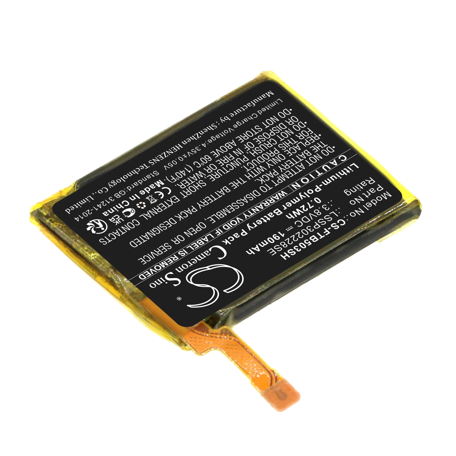 CS Replacement Battery For Fitbit Ionic,FB503 LSSP302228SE 190mAh / 0.72Wh Smartwatch