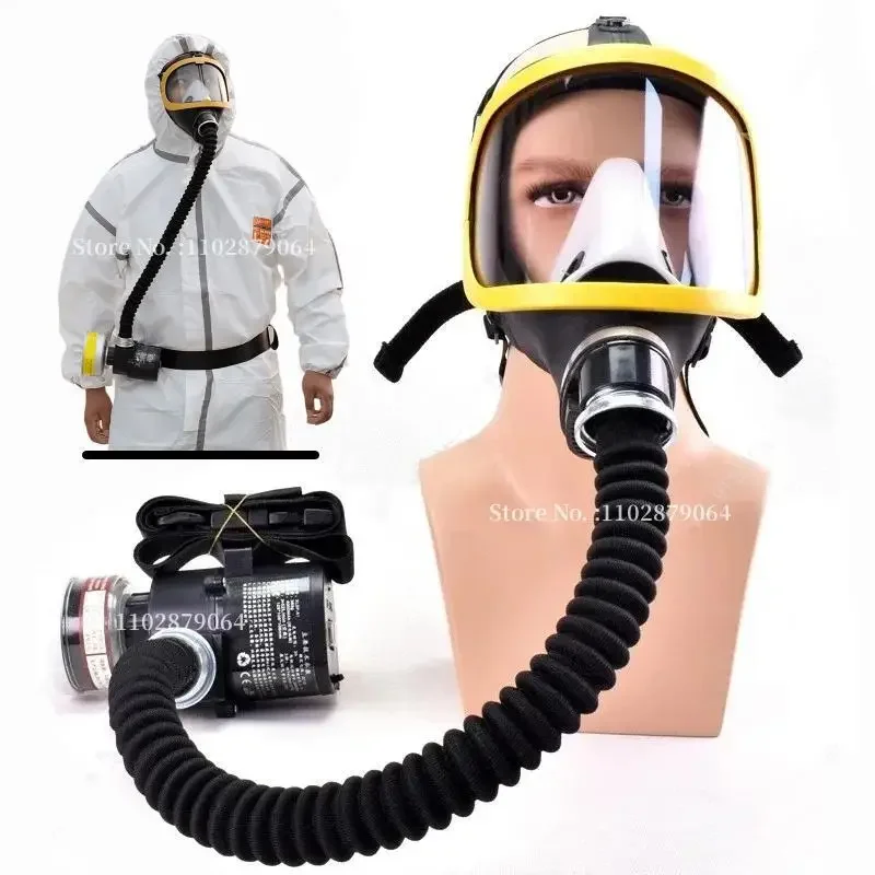 Máscara respiradora de Gas para el trabajo, mascarilla protectora de cara completa, sistema de aire eléctrico de flujo constante, suministro de