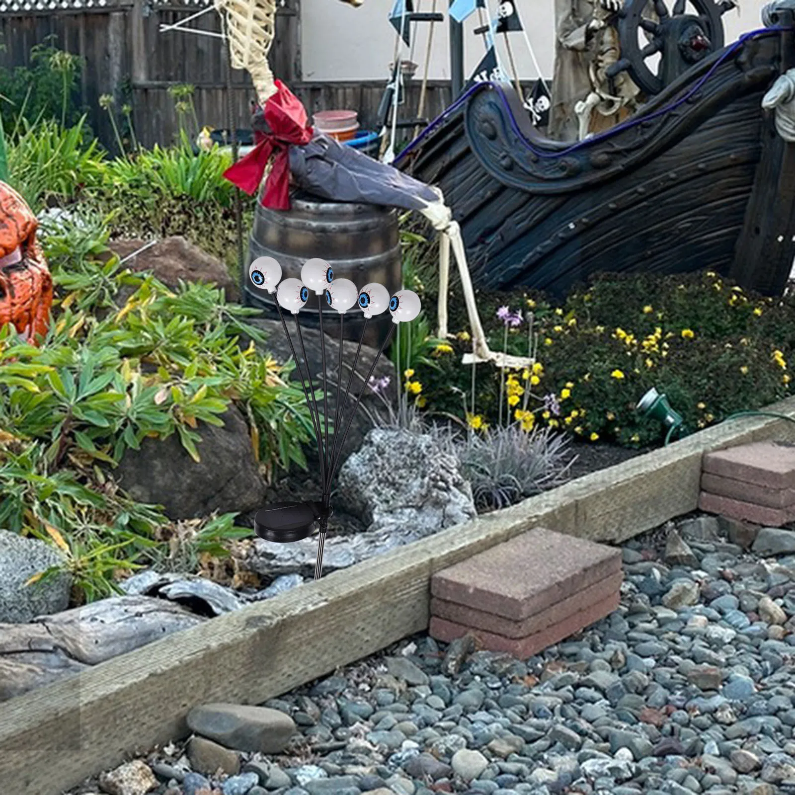 أضواء مقلة العين الشمسية للهالوين في الهواء الطلق IP65 مقاومة للماء متعددة الوظائف أضواء المسار المتمايل لحفلة ساحة الحديقة