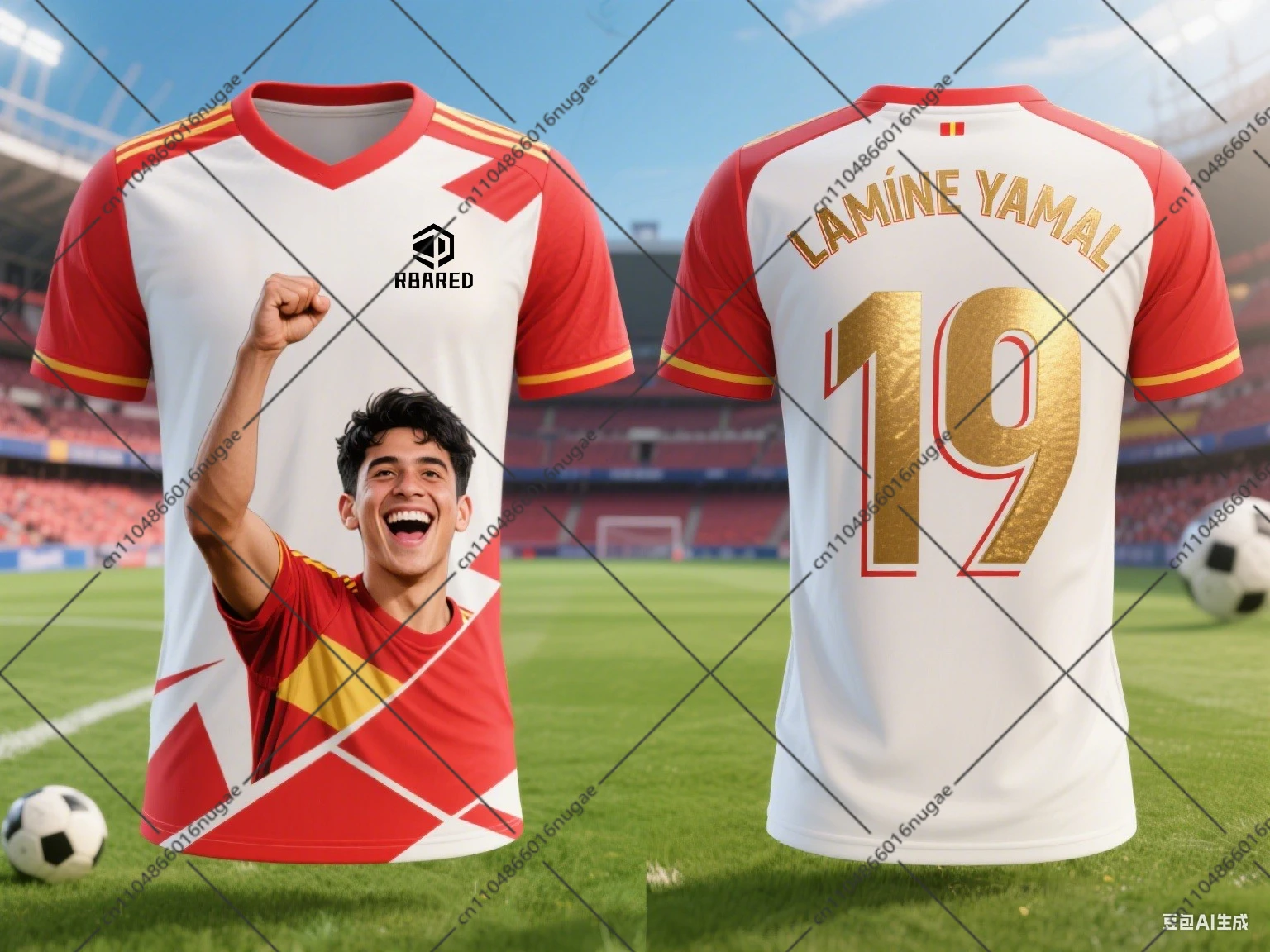 202526 تي شيرت Yamal 3d AI Collaboration - جيرسي صيفي مريح لطيف وأنيق للأطفال والكبار والأولاد والبنات #3