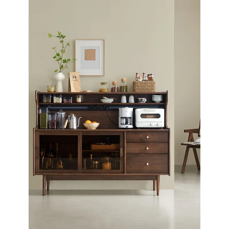 Massief houten eetkamer bijzetkast, Japanse stijl woonkamer opslag wijnkast theekast eenvoudige huishoudelijke keuken