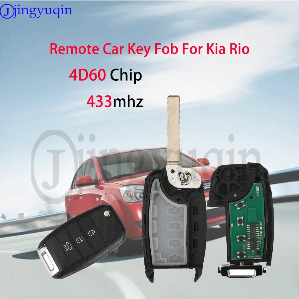 

jingyuqin 3 Buttons 433mhz 4D Chip Car Remote Key Fob For Kia Rio 2017-2021 2017-2019 Ceed 2011-2018 Auto Control