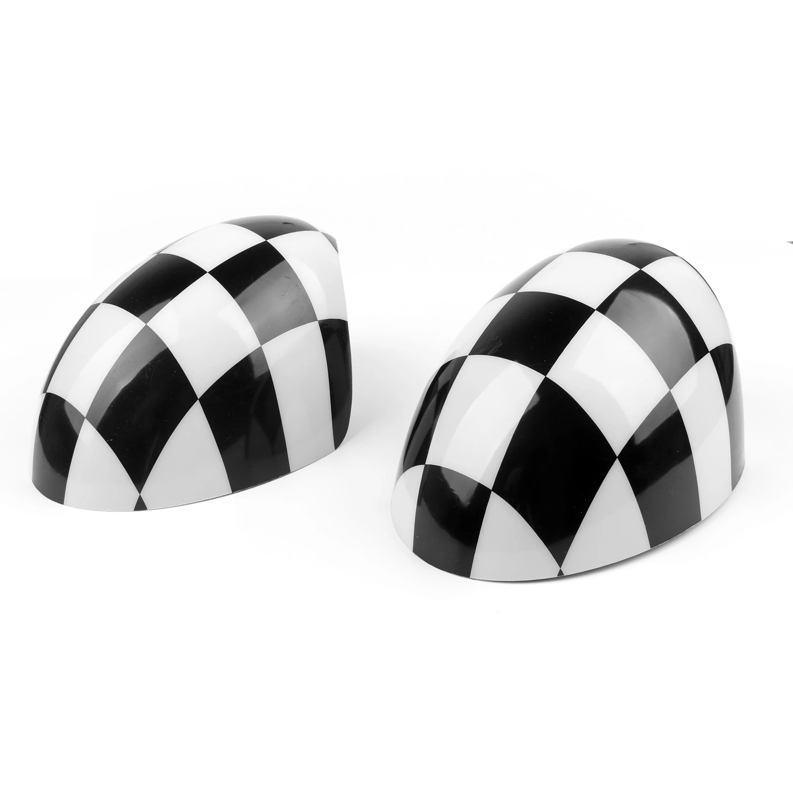 2 x Checkered WING Mirror Covers Fit for MINI Cooper R55 R56 R57 Power Fold Mirror