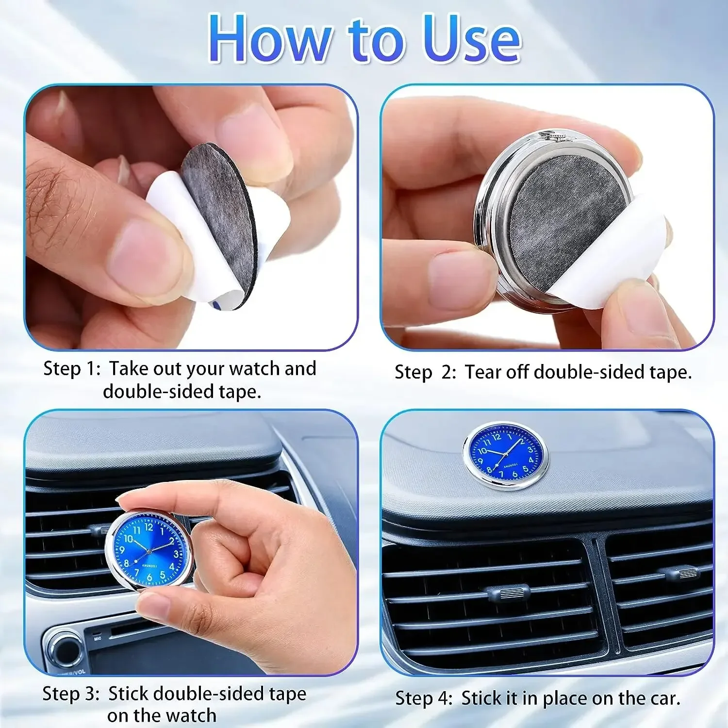 Mini Luminous Car Clock Waterproof Electronic Clock Quartz Watch Bicycle Motorcycle Watch Auto Dashboard Clock In Car 40MM image 5