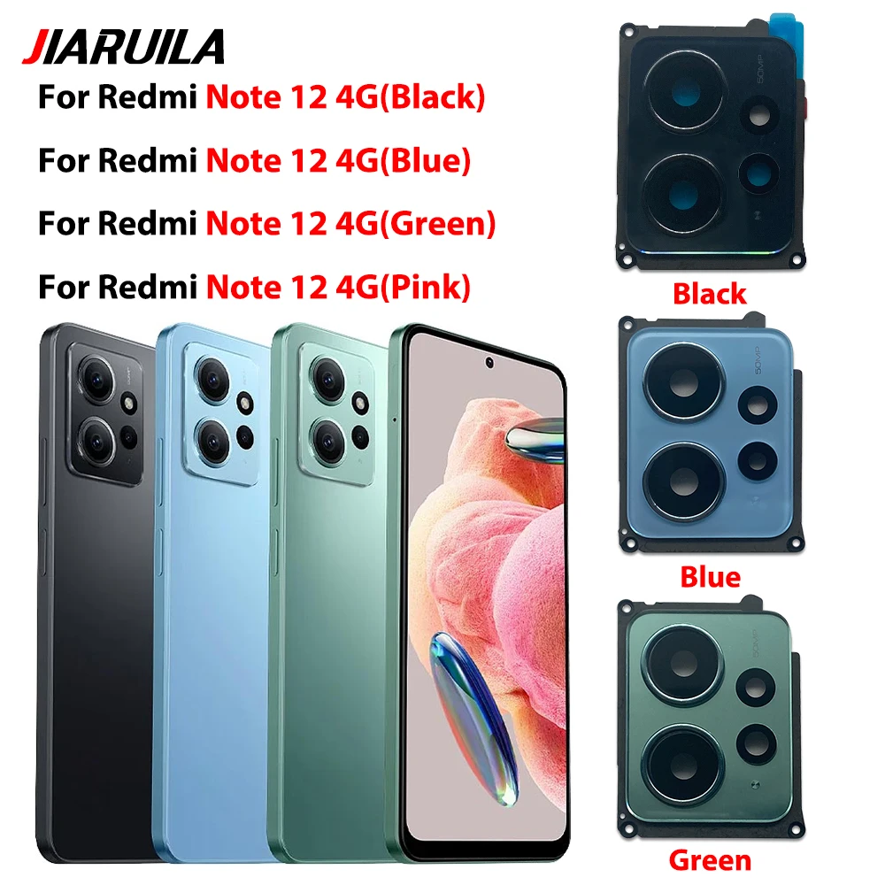 Top For Redmi Note 12 4G 5G Rear Camera Glass Lens Cover With Frame Holder with Sticker Replacement Spare Parts