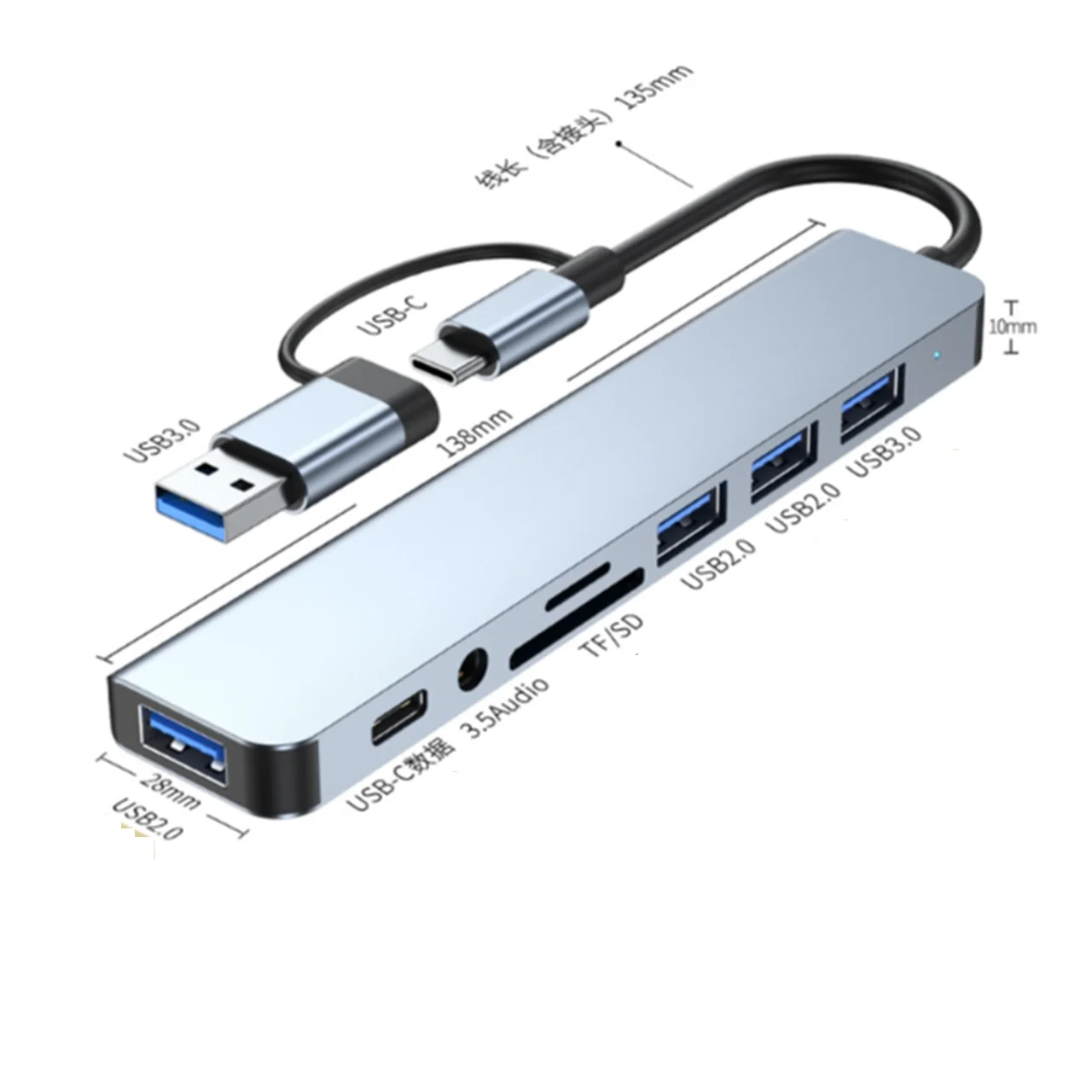 Wholesale,Multi functional docking station, supports USB \ USB-C \ PD \ SD \ TF \ 3.5 Audio \ HDMI, data transfer