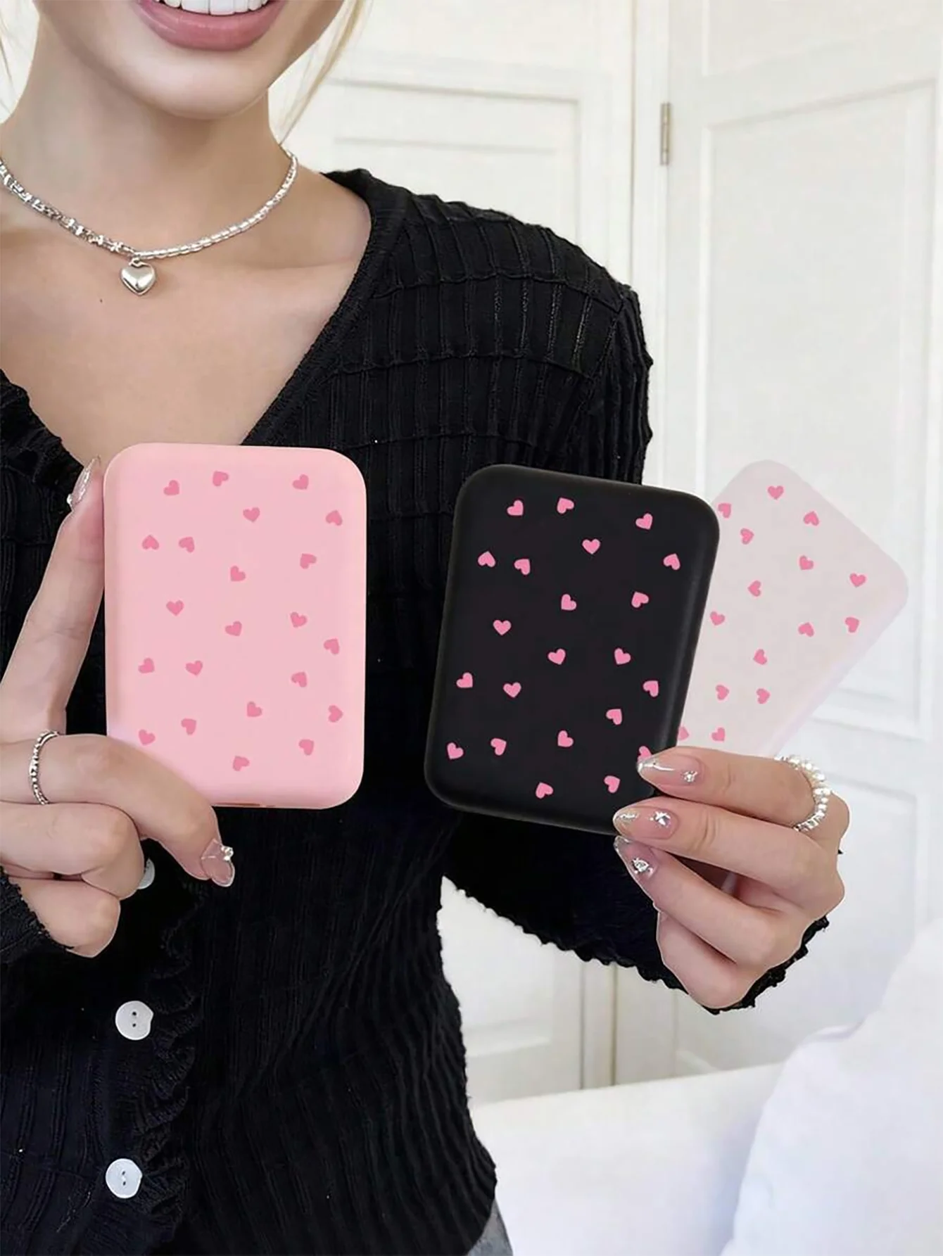 2/1Pc Magnetic Power Bank Protective Case -Heart Pattern- Tpu Anti-Drop Protective Cover, Compatible with Magsafe |   Charger Protective Case |   Textured Finish and Secure Locking Design (Battery Not Included)